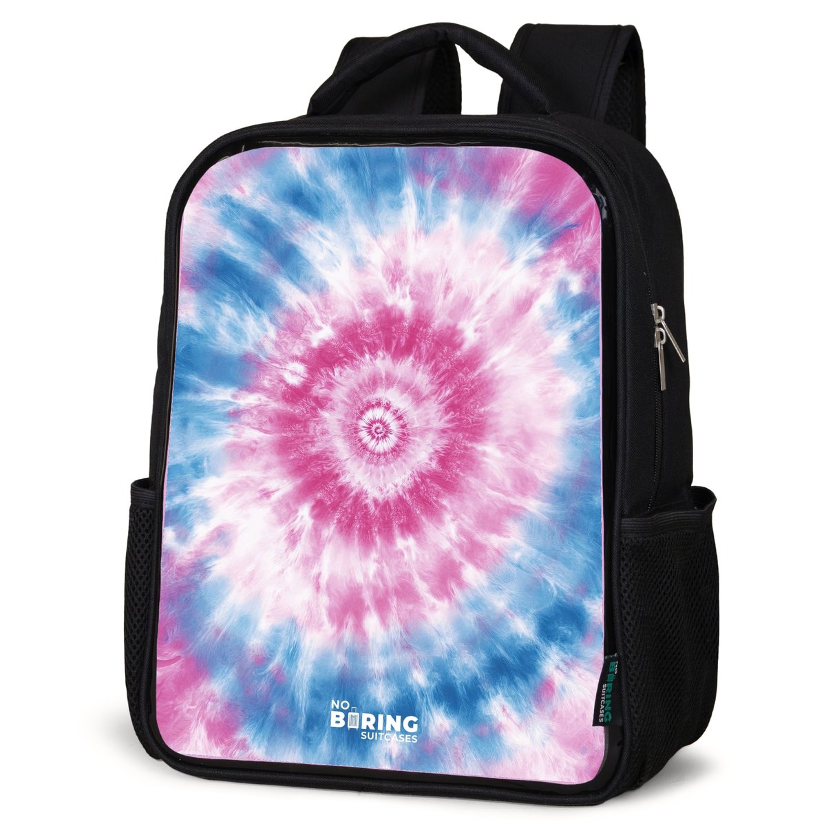 NoBoringSuitcases.com® - Rugzak zwart meisjes - Schooltas meisje - NoBoringSuitcases.com® - Rugzak zwart - Schooltas jongen & meisje - Tie dye - Abstract - Blauw - Roze - Rugtas voor school - Boekentas kind - Schoolrugzak - Kinderrugzak
