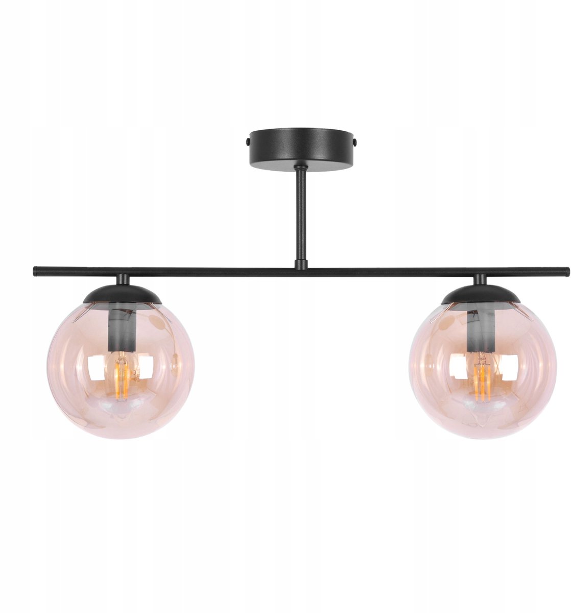 Zwarte Plafondlamp met Honingkleurige Glazen Kappen - Stijlvol Licht