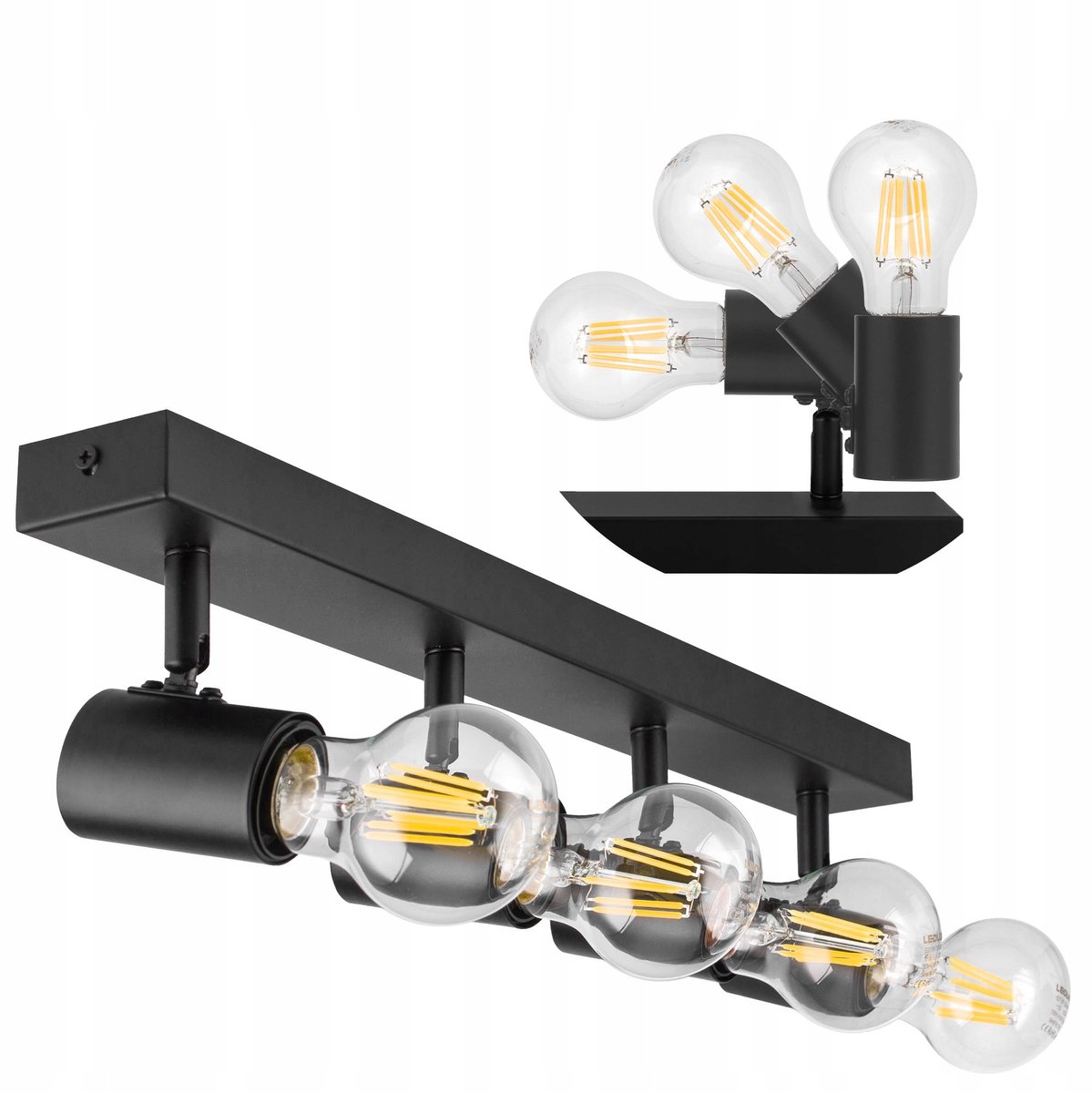 LED Plafondlamp Rail Verstelbaar 4x E27 Zwart Mat Plafond