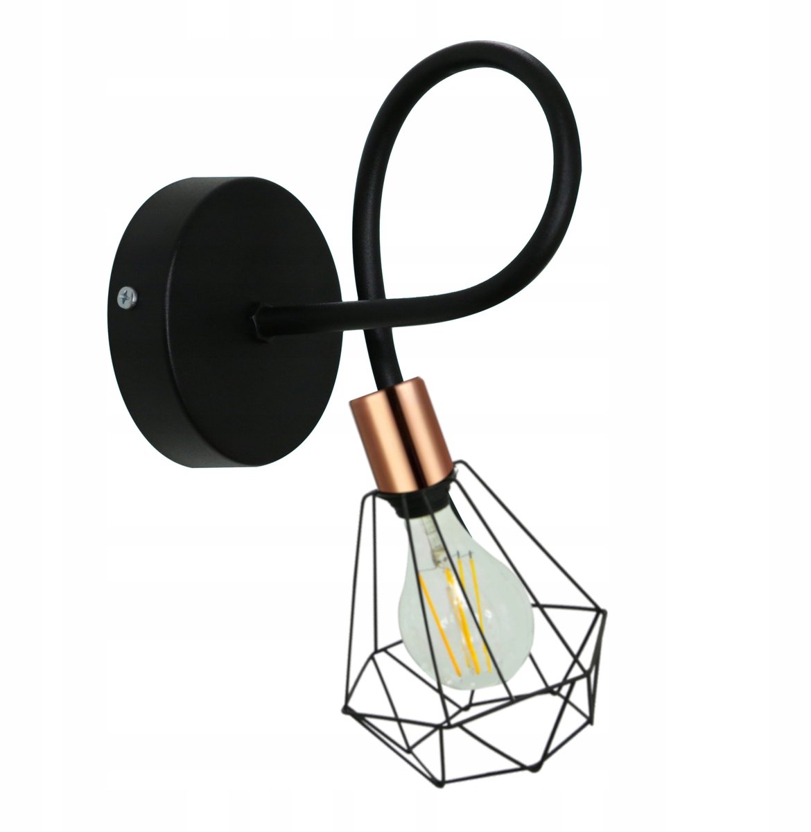 Komat Loft wandlamp Zwart Koper E27 - Industriële Sfeerverlichting