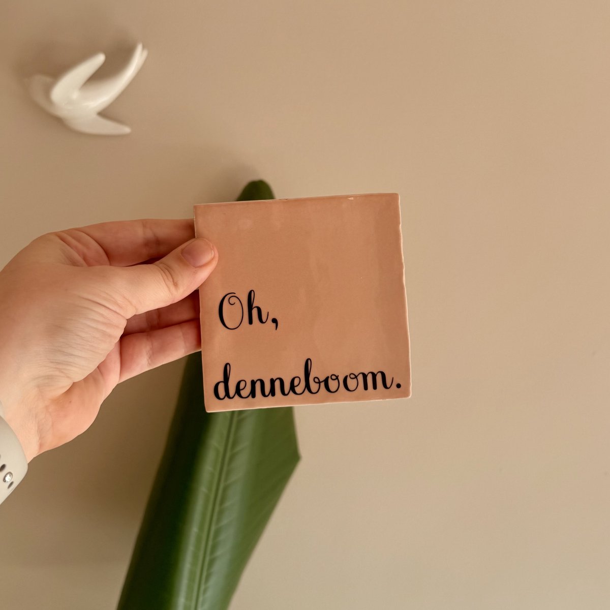 Wij & Blij - tegeltje - spreuktegeltje - wandtegeltje - Oh denneboom - kerst - cadeau - kleinigheidje - roze - verjaardag - afscheid