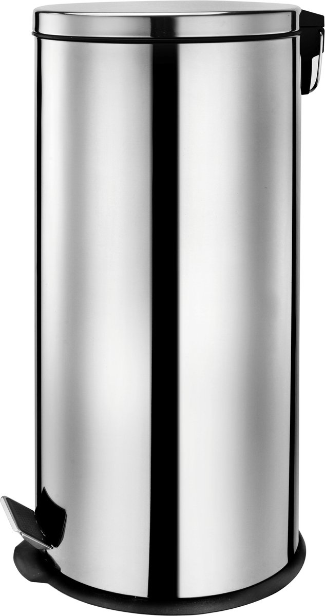 Royal Swiss® 30L Pedaalemmer – Roestvrijstalen Afvalemmer met Draaghendel & Antislip Bodem – Hygiënisch Handsfree Ontwerp voor Keuken, Badkamer of Kantoor