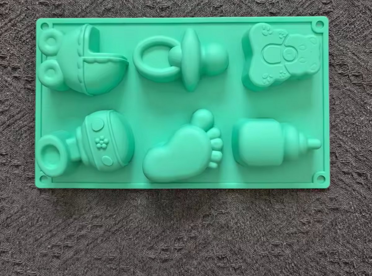 New Age Devi - Set Siliconen Bakvormen voor Baby - Cakevorm Taartvorm en Tulband - Set van 6