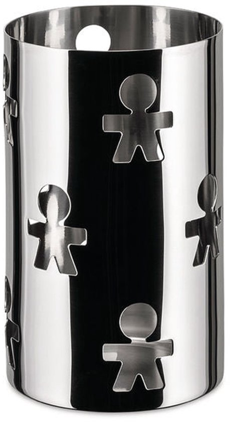 Alessi edo ô PU200/24 deksel van roestvrij staal, greep van roestvrij staal, met PVC-coating, bruin