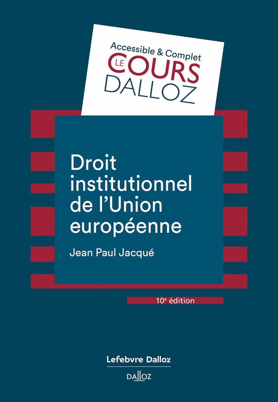 Cours - Droit institutionnel de l'Union européenne 10ed