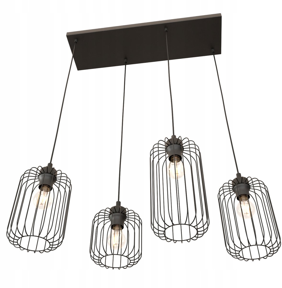 LIMA Hanglamp Zwart Metaal 4xE27 Loft Style Verstelbaar
