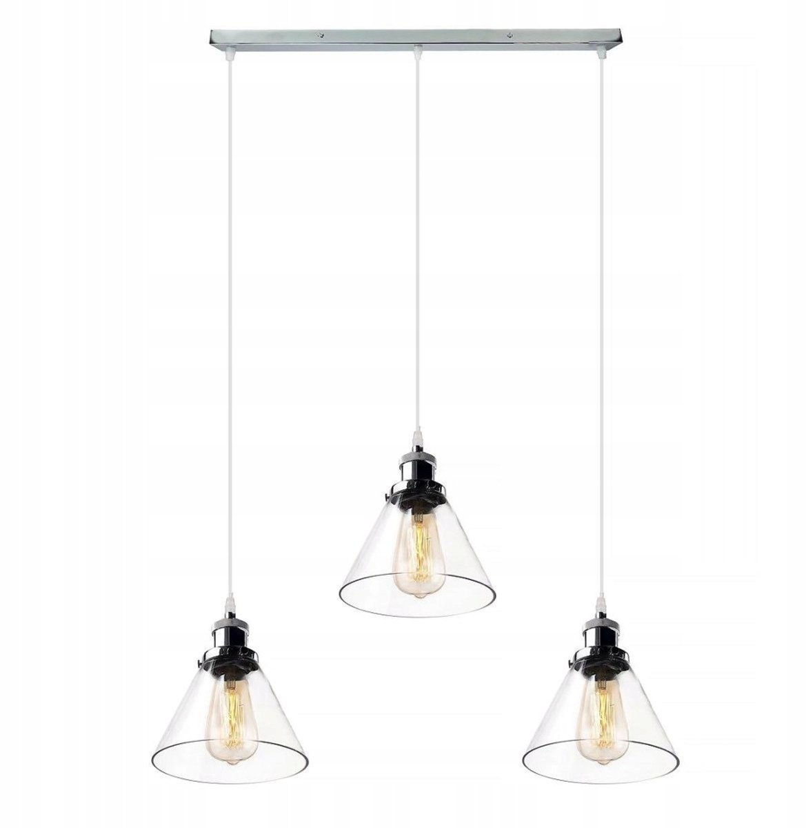 NY Loft Kroonluchter Chroom Glas - Verstelbaar, 3xE27