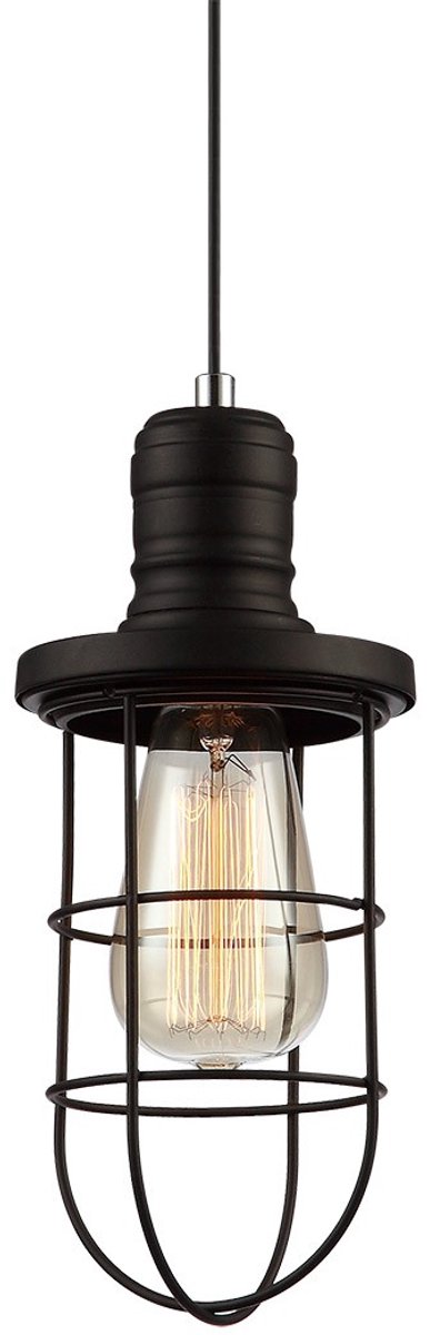 Italux Synthia Hanglamp - Zwart Metaal, E27 Fitting