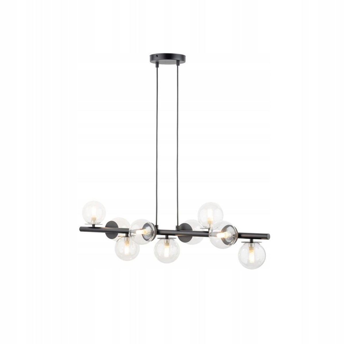 AVOLA Hanglamp Zwart Glas Transparant Bollen 9 lichtpunten G9