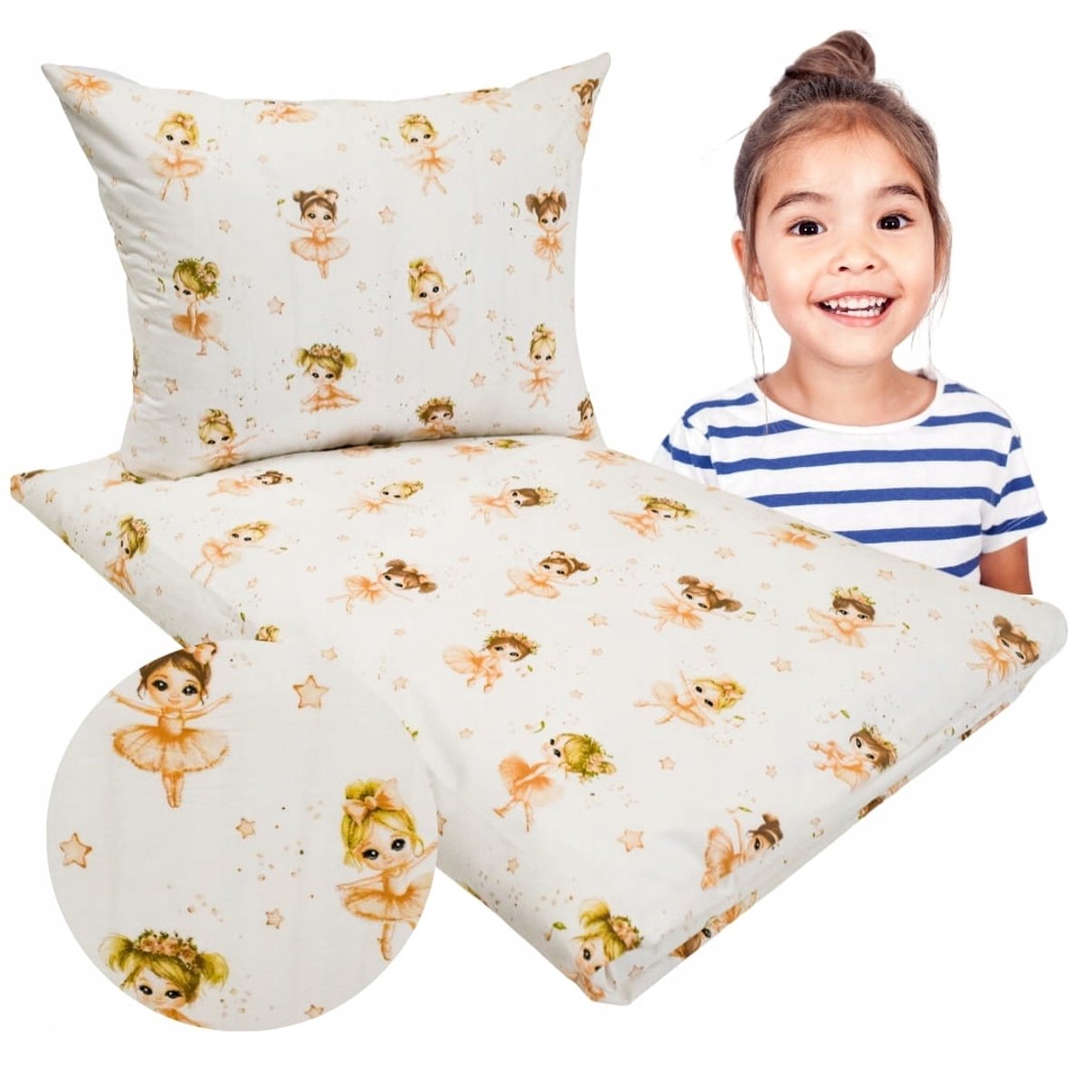 Kinderbeddengoed Baletdanseresjes Beige 90x120 + 40x60 Katoen