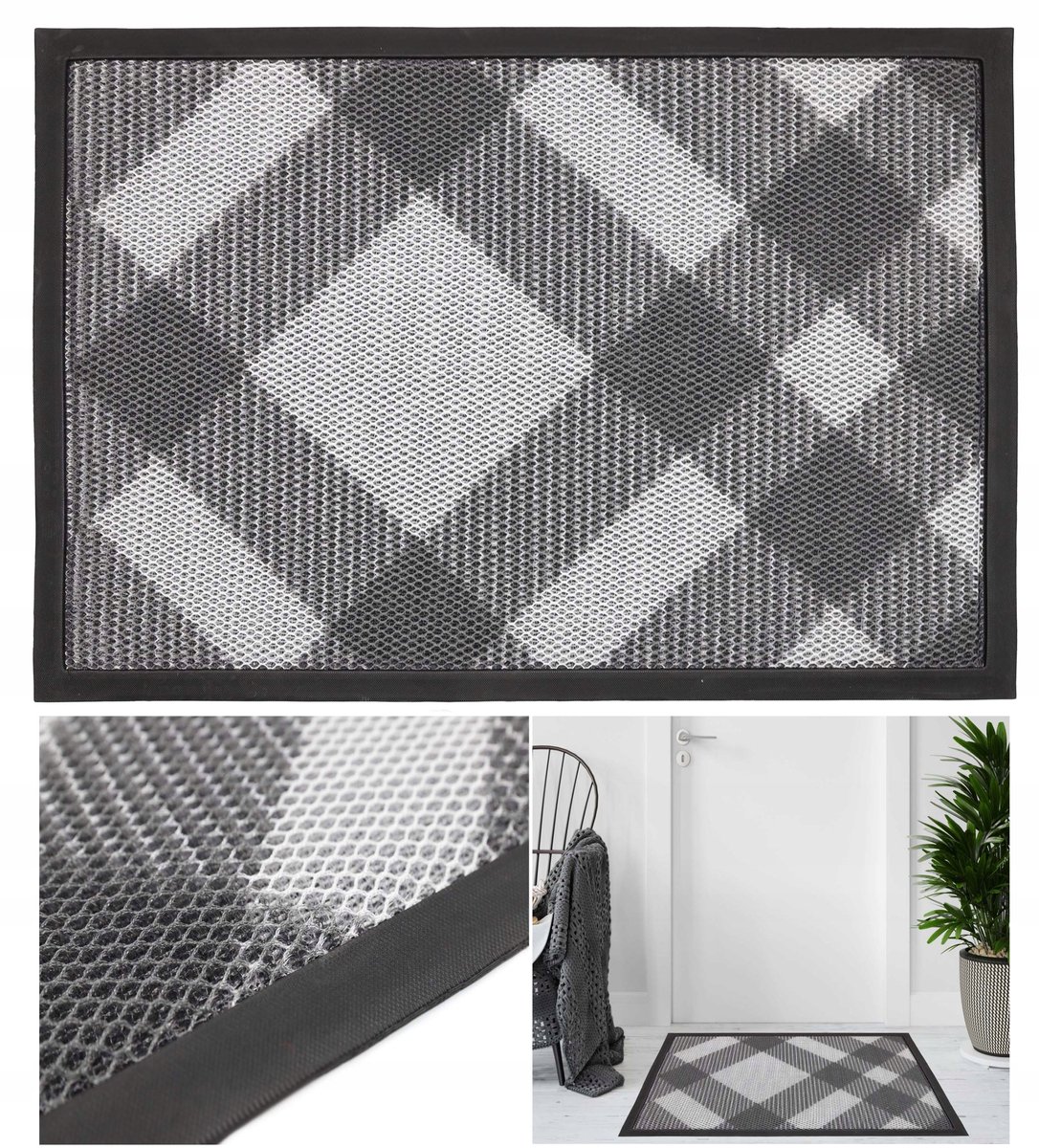 Merkloos Antislip Deurmat 3D met rand - Absorberend & Duurzaam 60x90cm