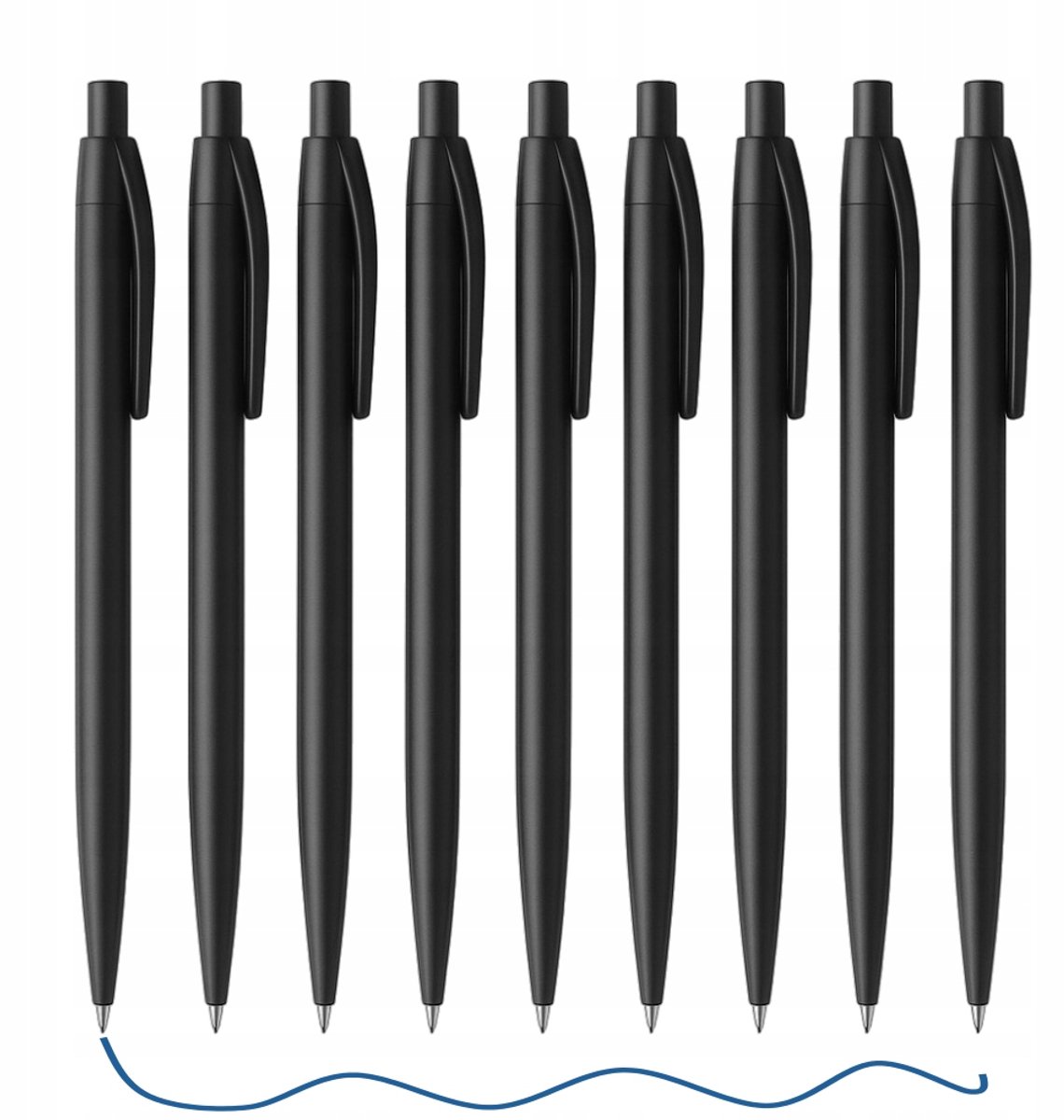 10x Blauwe ABS Pen met Knop - Kantoor & School - Zwart