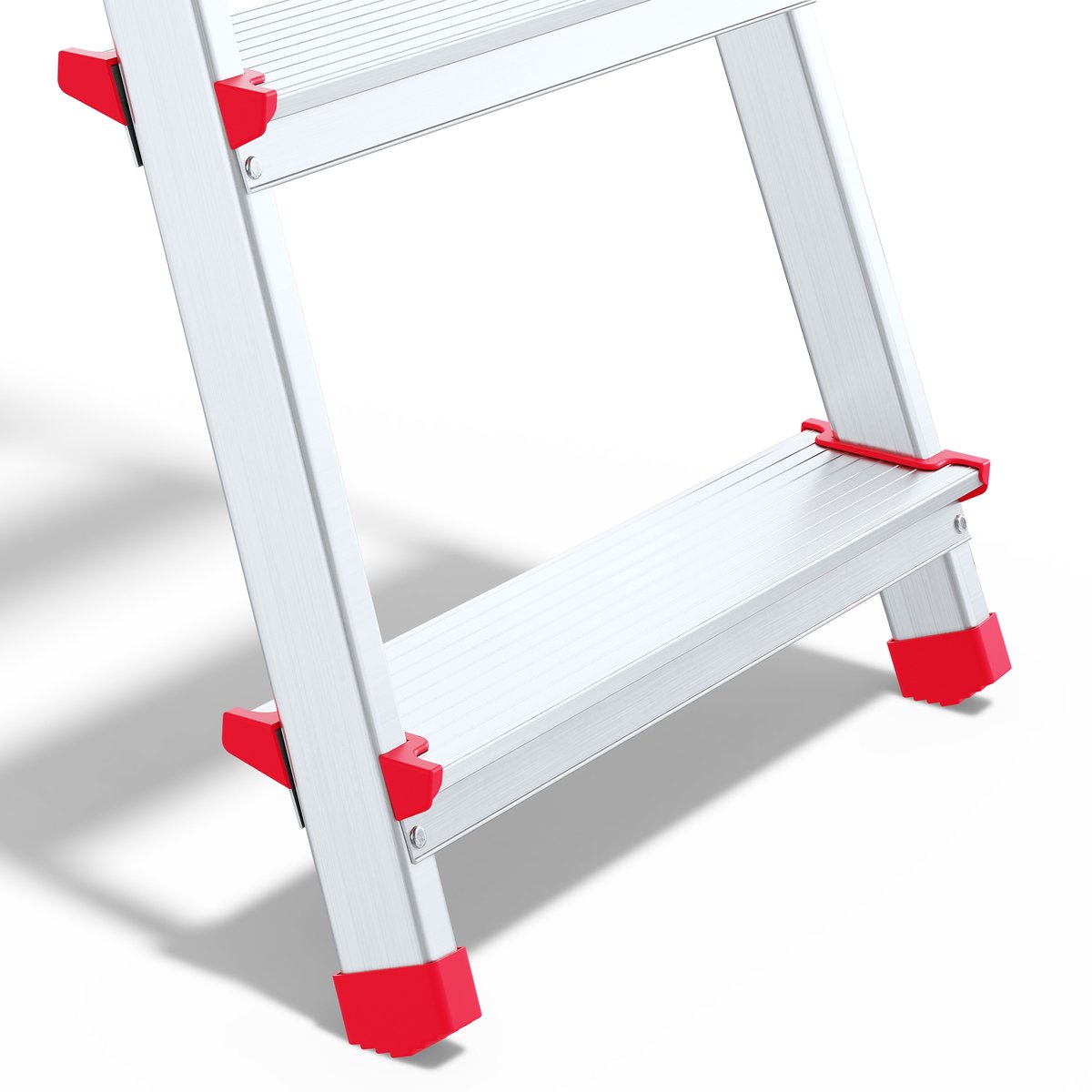 Baulich Huishoudtrap Aluminium - 4 treden met plateau - Opvouwbare vouwladder met antislip treden - Draagvermogen 125 kg - Werkhoogte 275 cm - Stabiele geprofileerde voeten – foto 3
