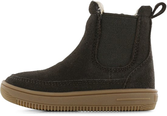 Donkerbruine suède chelseaboots met ritssluiting.