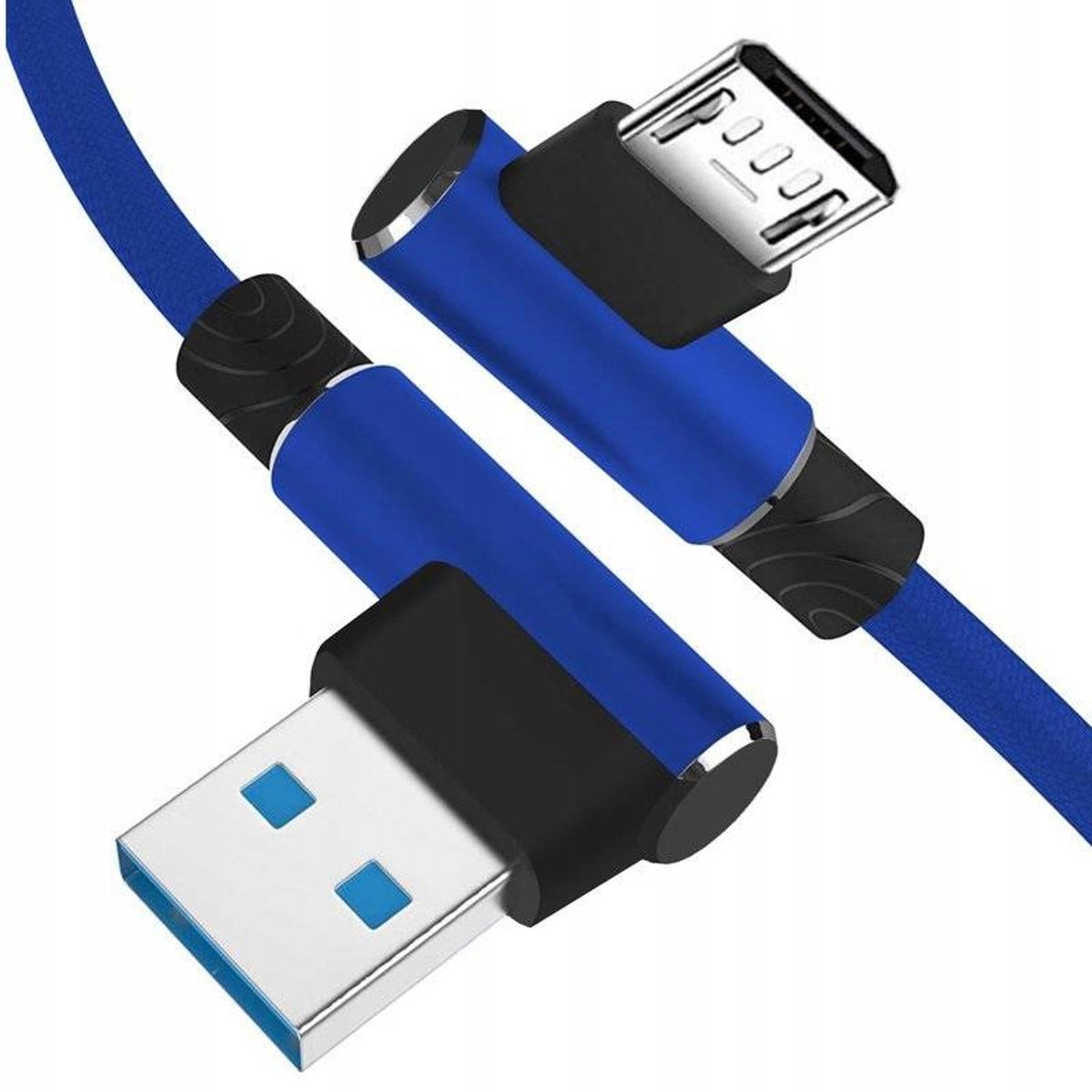 Hoekige Micro USB Kabel 1m - Snelladen QC 3.0, Nylon