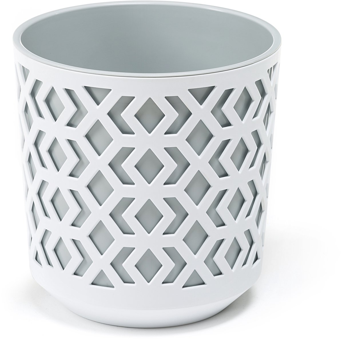 Lamela Aztek Bloempot 30cm Wit/Lichtgrijs - Modern Geometrisch Design