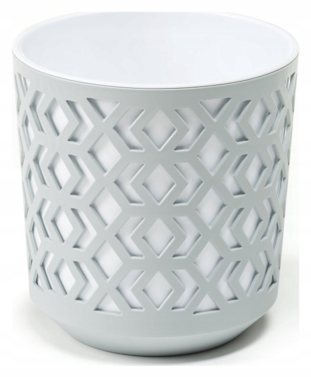 Lamela Aztek Pot Ø 29 cm Wit met Witte Inzet - Stijlvolle Decoratie