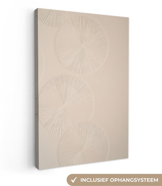 Canvas schilderij 80x120 cm - Exclusieve wanddecoratie Japandi - Beige - Modern - Muurdecoratie woonkamer - Slaapkamer decoratie - Kamer accessoires - Schilderijen op canvas