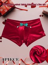 Kaerm String Homme Déguisement Père Noël Sexy Slip Sous-Vêtement Tenue Noël Taille Basse Fantaisie Lingerie De Soirée M-3XL Rouge S