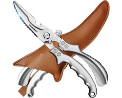 Cuisimax Professionele Vleesschaar met beschermhoes - Voor kip, vlees, vis & bot - Links/Rechtshandig - Keukenschaar - Wildschaar