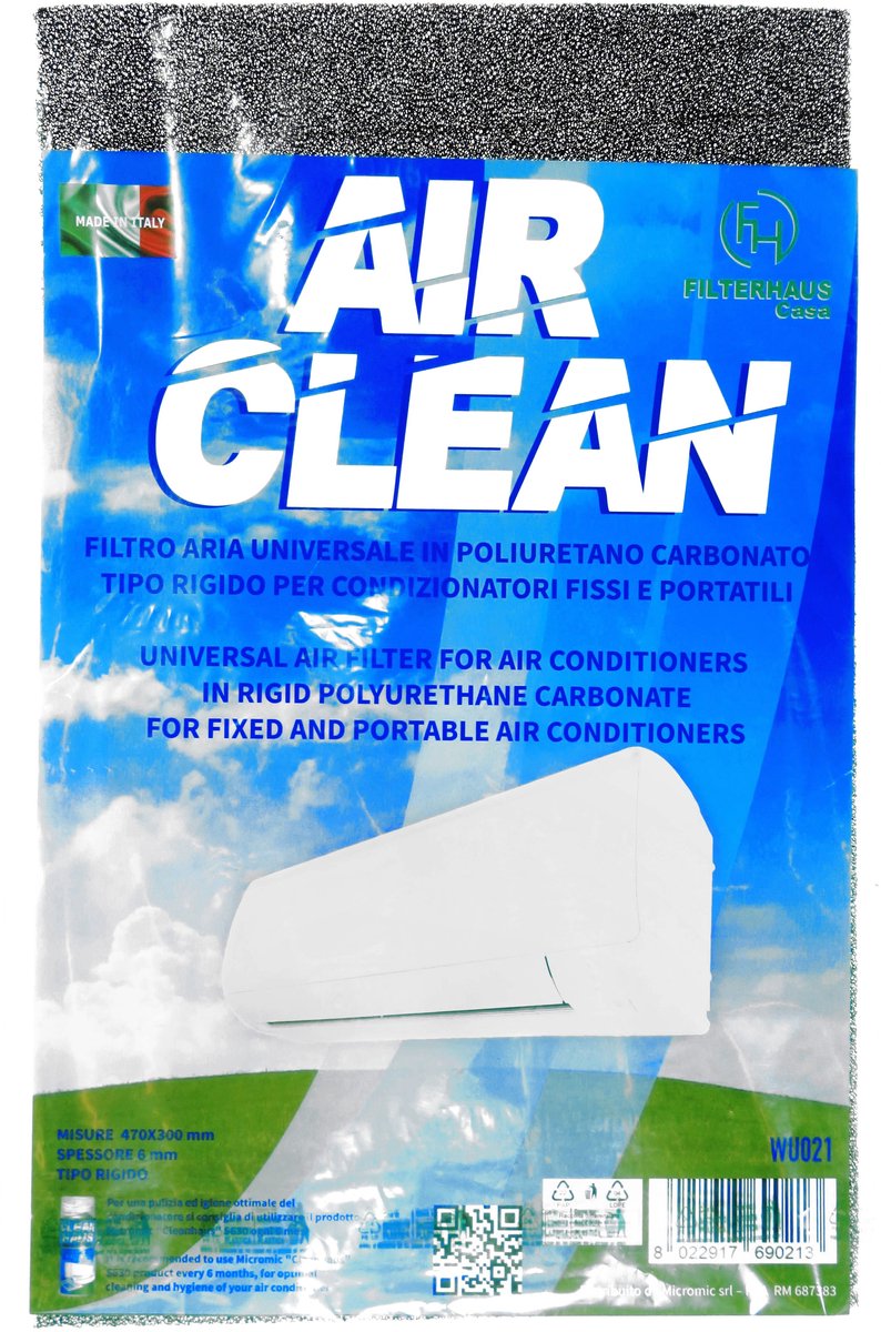 FILTERHAUS universele stugge airco filter - op maat te knippen - 47 x 30 cm - 6 mm - stugge foamfilter voor in binnenunit