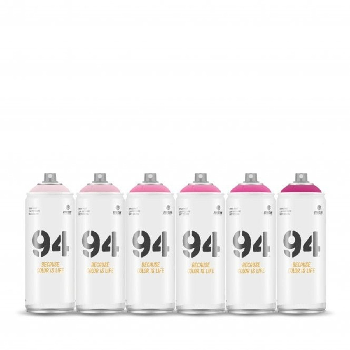 MTN94 spuitbussen pakket - 6x Roze tinten - Lage druk, matte afwerking graffiti spuitverf - 400ml