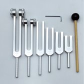 Ensemble de diapasons - 128 + 256 + 512 + 1024 + 2048 + 4096 + marteau - Les diapasons sont parfaits pour la guérison, les chakras, la thérapie sonore et le maintien d'une parfaite harmonie du corps, de l'esprit et de l'âme