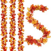 Herfst Esdoornblad Slinger- 4-pack-Herfst decoratie kunstmatige esdoornblad slinger - 23*100cm-Herfstdecoratie voor Halloween Feest- Kunstesdoornbladeren-Geschikt voor binnen- en buitendecoratie voor een Thanksgiving-huwelijksfeest met familiethema