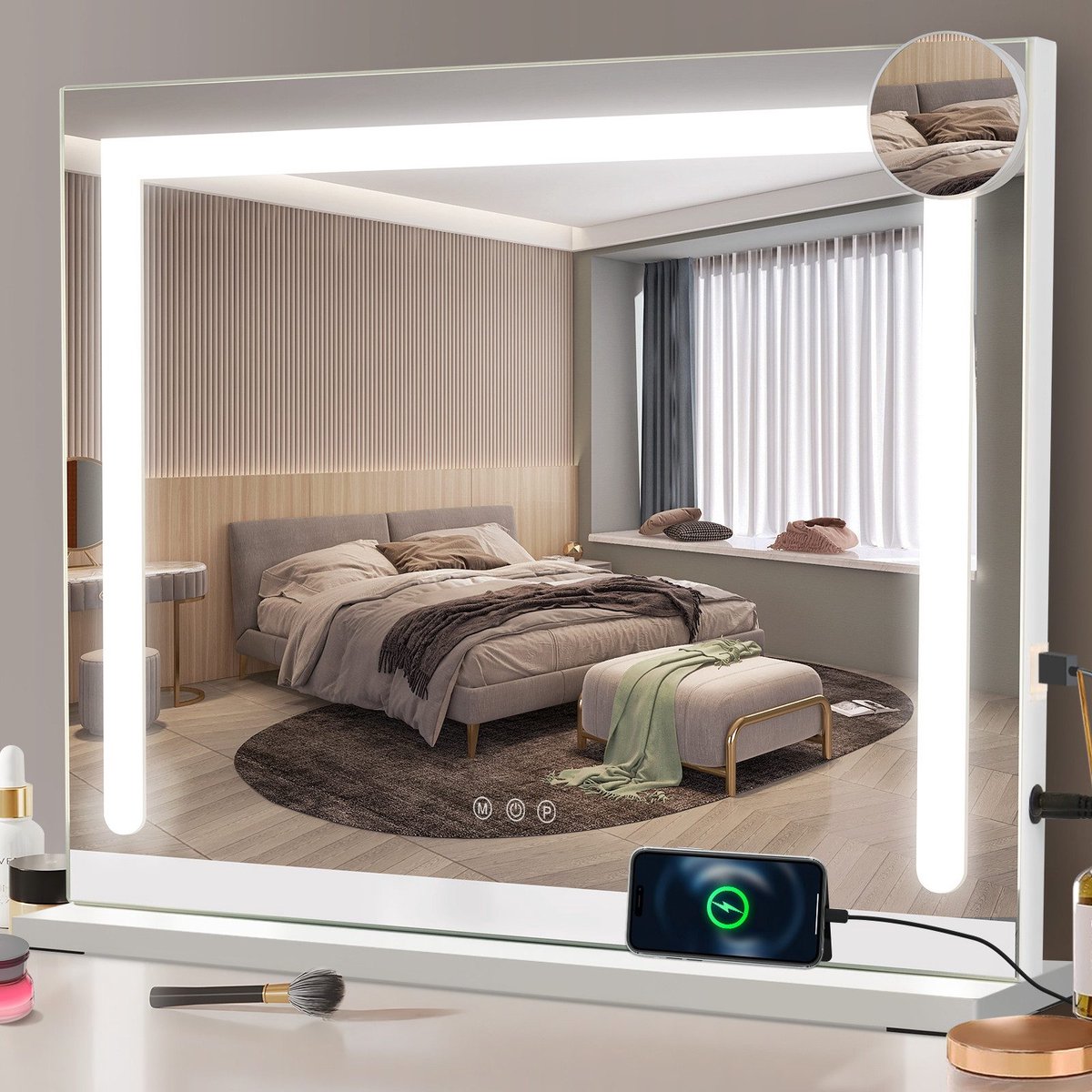 NETTLIFE Make-up Spiegel met verlichting - 80cm Dimmable - LED - Spiegel met 3 kleurlichtmodi