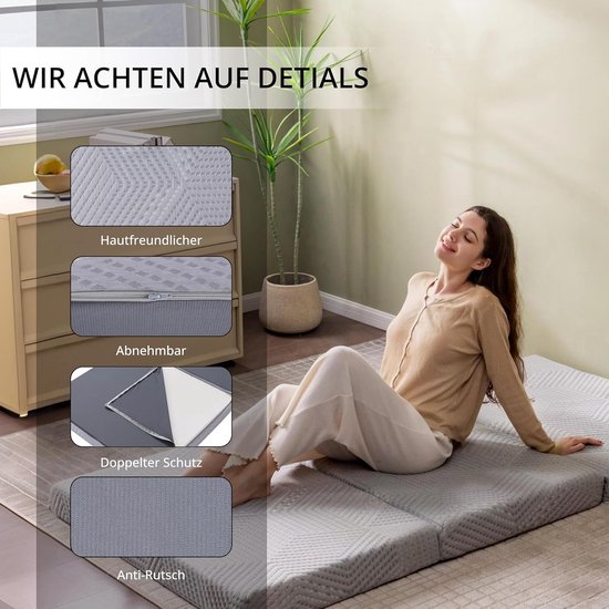 Vouwmatras 75 x 195 cm - Inklapbaar en Comfortabel Gastenbed - Ideaal voor Reizen, Camping en Thuisgebruik van Unipatch — afbeelding 2