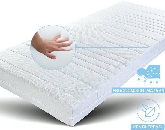Maan matras® 90x200 cm - Hr koudschuim - 20cm dik - Afritsbaar hoes wasbaar - Hotel kwaliteit - 90 x 200 cm