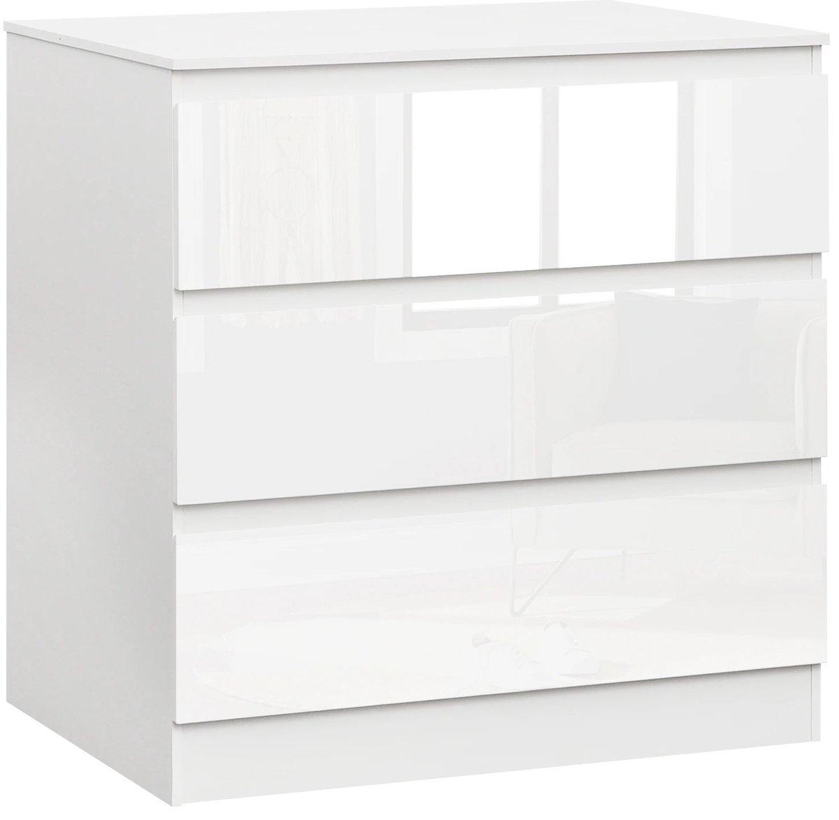NaevaMi - Ladekast - 3 lades - Hoogglans - Wit - Ladekasten - Ladekast Kinderkamer - Ladekast Slaapkamer - Dressoir - 80x48x78cm