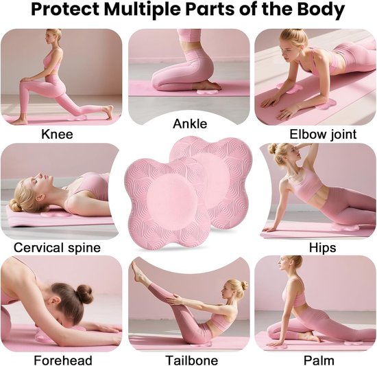 Yoga Knie Kussen - Set Van 2 - Kniemat - Sportmat - PU - Yoga Kniebeschermer Mat - Knee Pads - Ondersteunende Schuimmat - Extra Dik - Waterdicht - Voor Knieën Ellebogen Polsen - 20×20×2cm - Roze — afbeelding 4