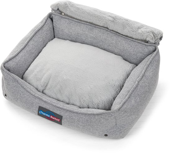 MYKONOS 3in1 Grijs M 70 x 50 x 17 cm – warmte reflecterende mand – 3-in-1 bed/deken combinatie