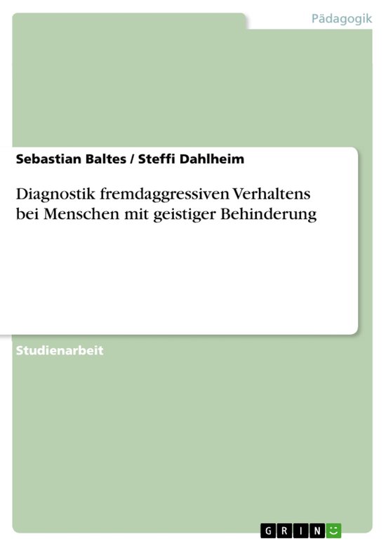 Diagnostik Fremdaggressiven Verhaltens Bei Menschen Mit Geis ... - cover