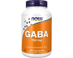 Now Foods GABA Capsules - 750 mg - 200 Vegan Capsules
