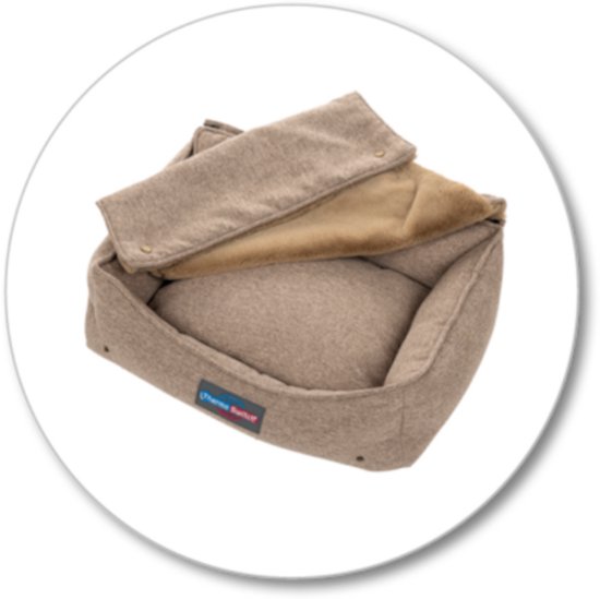 MYKONOS 3in1 Beige S 50 x 40 x 15 cm – warmte reflecterende mand – 3-in-1 bed/deken combinatie