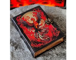 Leren Dagboek Feniks Vogel - Leren Journal Phoenix - 18x13cm - Handgemaakt - Mooie UV-print - Leren Notitieboek