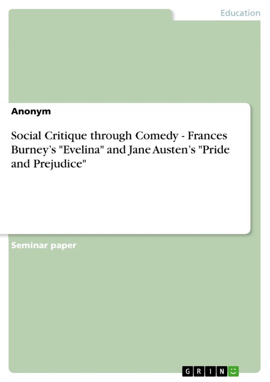 Social Critique through Comedy - Frances Burney’s "Evelina ... - cover