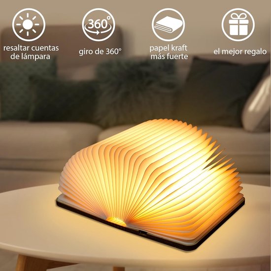 Opvouwbare LED Boeklamp met Oplaadbare USB-C en Warm Wit Licht - Perfect voor Cadeaus en Thuisdecoratie van Gingko — afbeelding 3