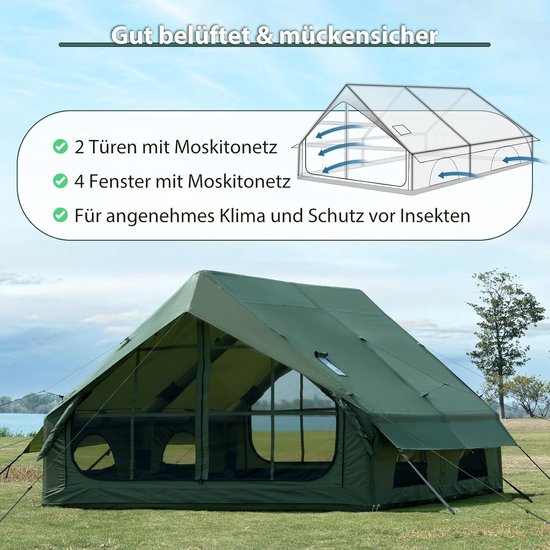Campingtent voor 2-10 personen, opblaasbaar, waterdicht en winddicht, eenvoudig op te zetten van Quechua — afbeelding 5