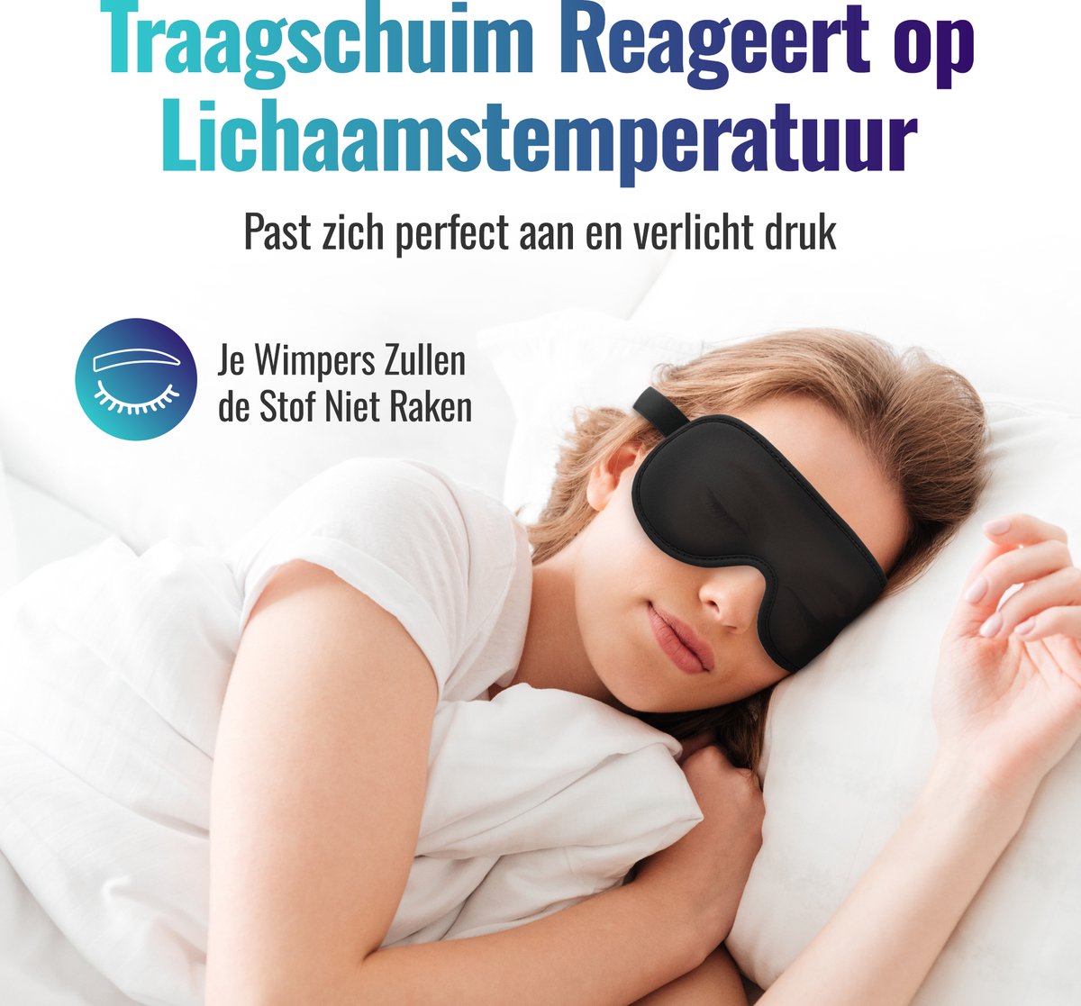 Somnifiq Slaapmasker - Luxe 3D Oogmasker Slaap - Zijden Slaapmasker - Traagschuim - 100% Verduisterend - Voor Mannen en Vrouwen — afbeelding 4