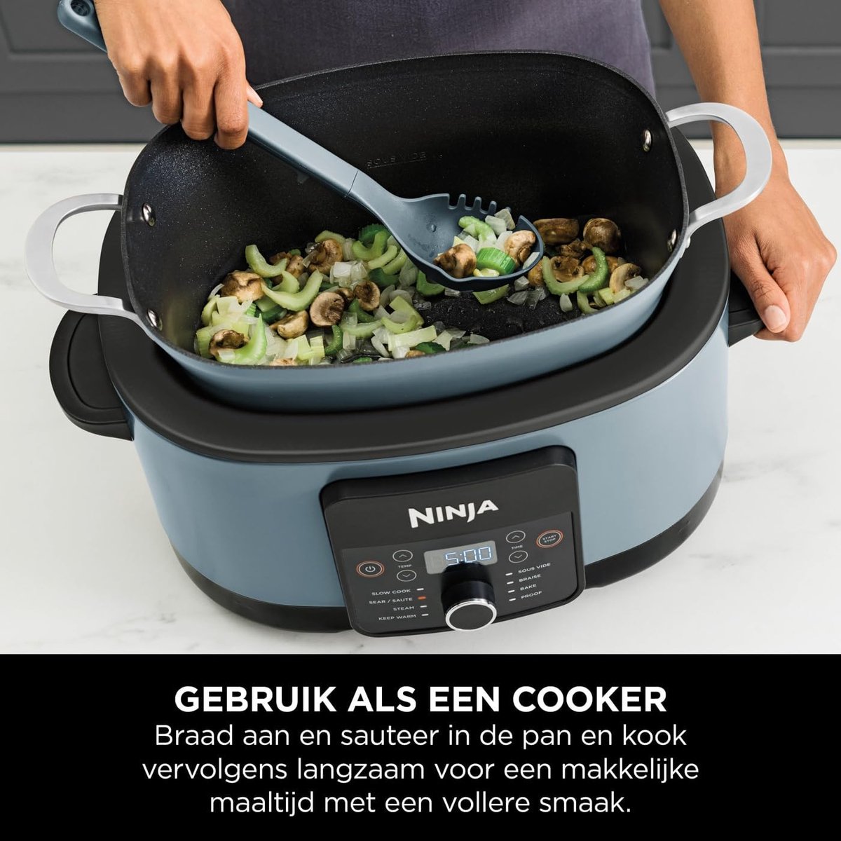 Afbeelding 2 van Digitale Slow Cooker en Multicooker 8L - 8 Manieren om te Koken, Zijverwarming, Antiaanbakpan