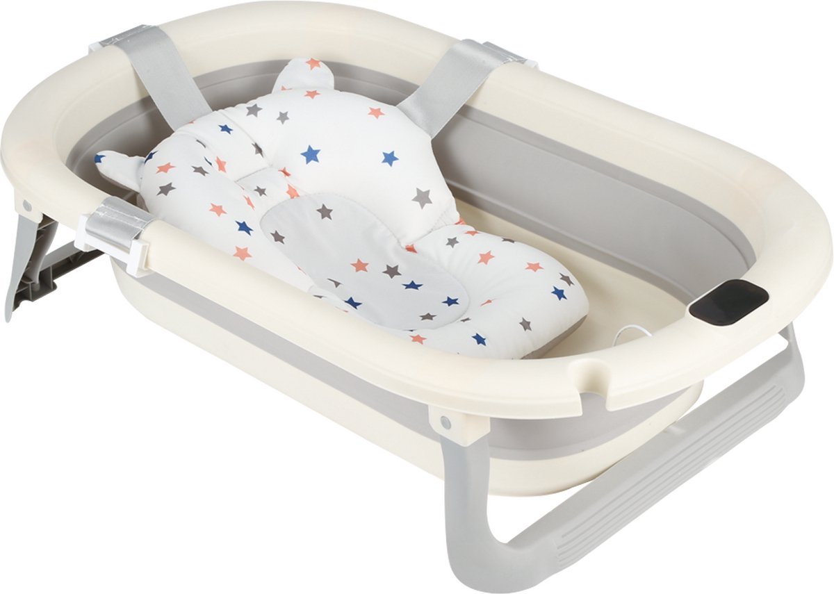 PIPIPOXER Babybadje - Inklapbaar bad - Bad Baby -Met badkussen -Grijs