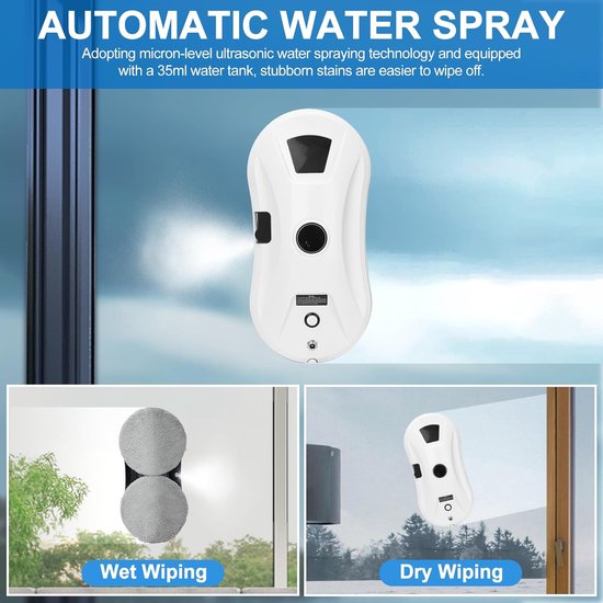 Robot nettoyeur de fenêtres automatique sécurisé avec corde connecté aspirateur