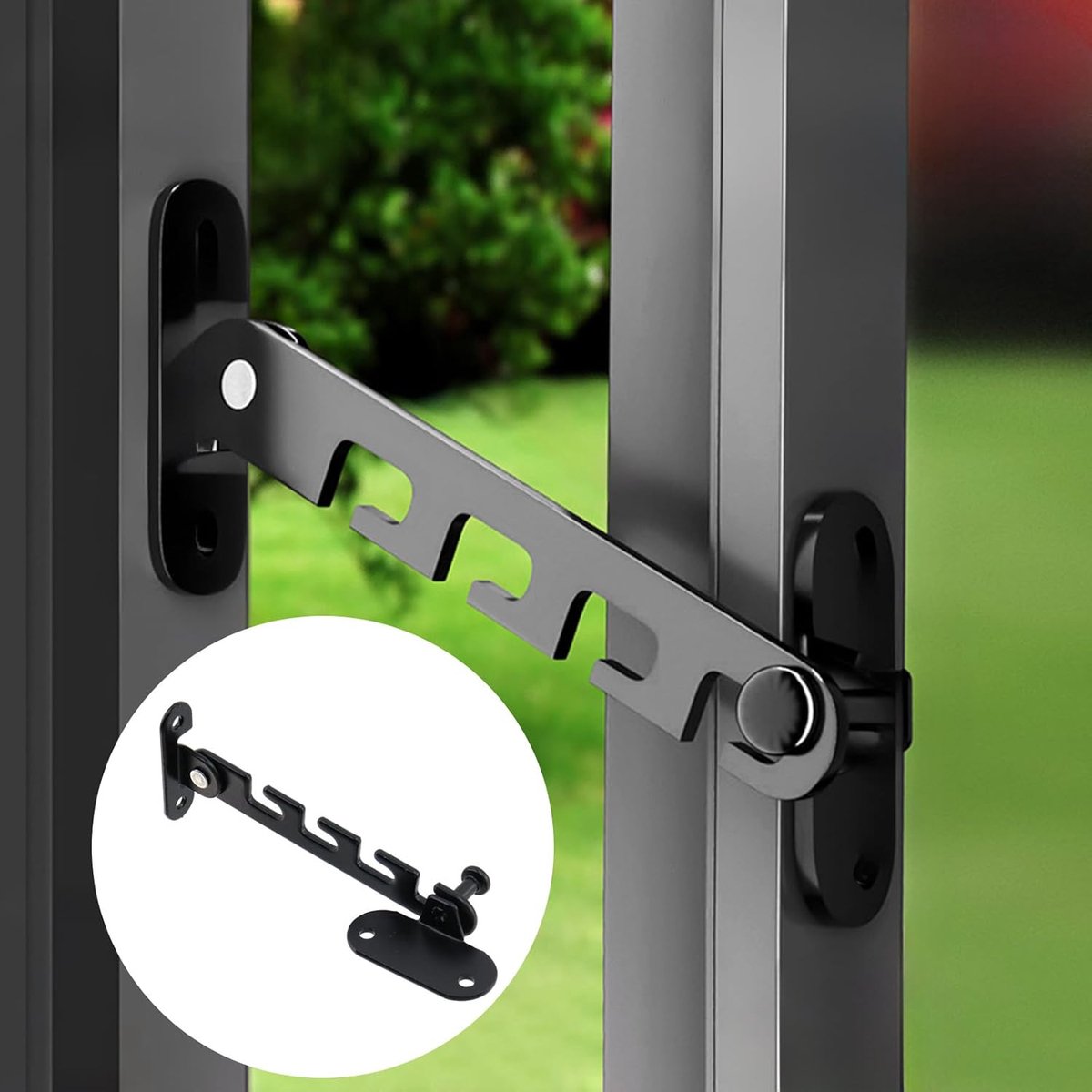 Raamvastzetter - 2 stuks - Raambegrenzer - Aluminiumlegering - Raamuitzetters - Raambeslag - Windhaak - Inclusief Installatiemateriaal - verstelbare - Anti-inbraak - raambeveiliging - voor naar binnen draaiende ramen - Wit thumbnail 2