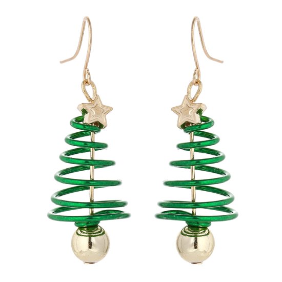 Marama - Boucles d'oreilles sapin de Noël - Boucles d'oreilles femme - Noël - sans nickel - vert - or - scintillant - boucles d'oreilles femme