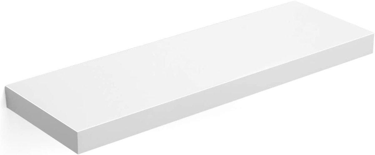 Hoppa! Zwevende Boekenplank - Rechthoekige Wandplank - 60 cm Lang - MDF - Wit - 60 x 20 x 3.8 - per stuk