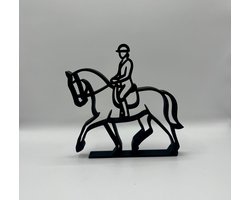 Dressage Deco - stijlvol silhouet beeldje van ruiter en paard