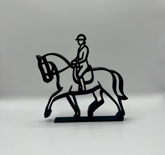 Dressage Deco - stijlvol silhouet beeldje van ruiter en paard